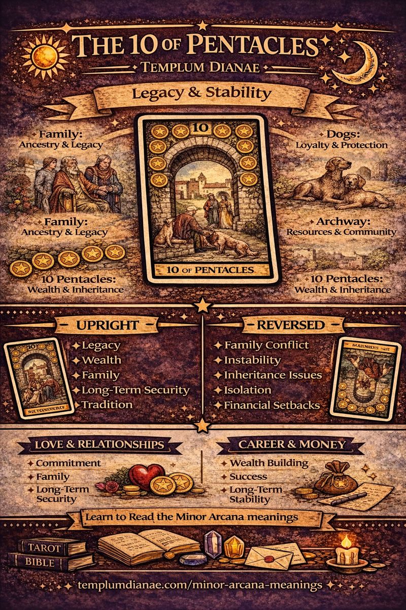 10 of Pentacles card meaning infographic cheat sheet