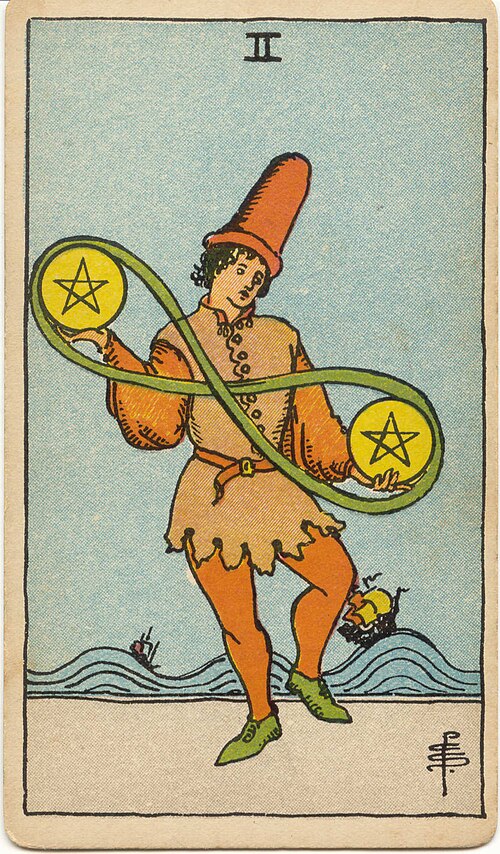 2 of Pentacles tarot card from the Rider-Waite-Smith deck