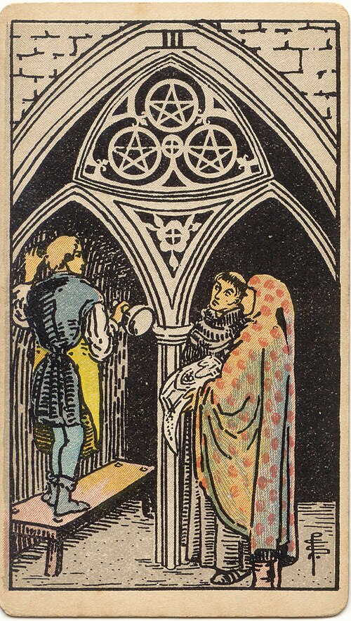 3 of Pentacles tarot card from the Rider-Waite-Smith deck