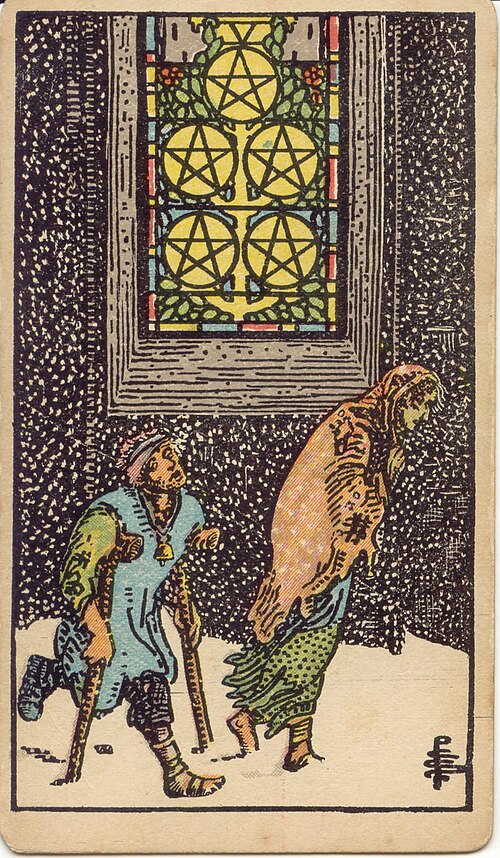 5 of Pentacles tarot card from the Rider-Waite-Smith deck