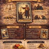 6 of Pentacles card meaning infographic cheat sheet