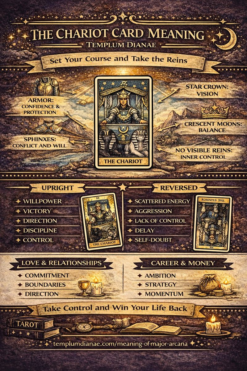 The Chariot card meaning infographic