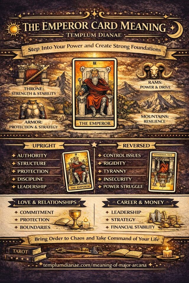 The Emperor card meaning infographic