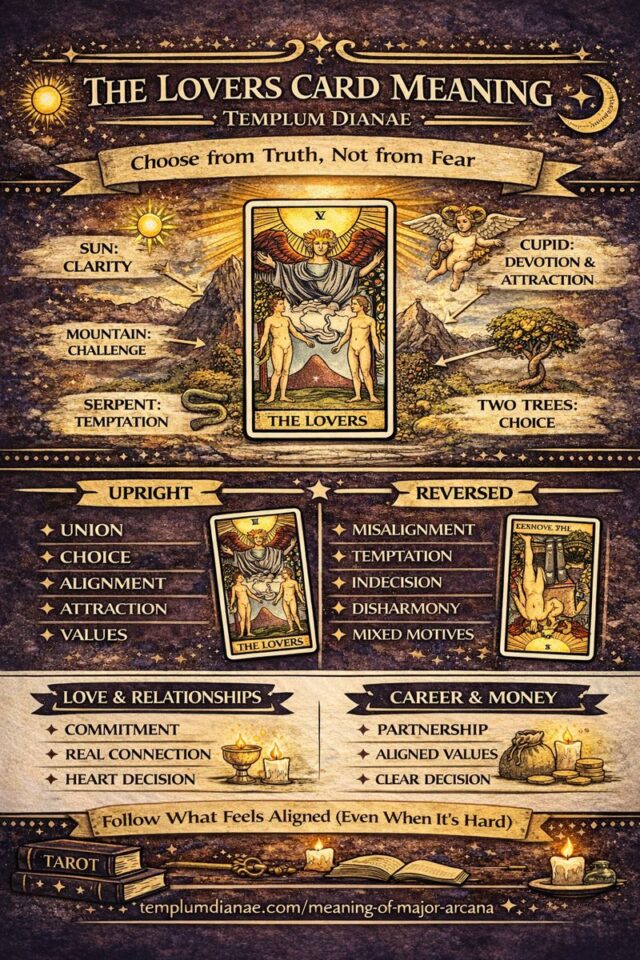 The Lovers card meaning infographic