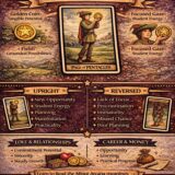 page of Pentacles card meaning infographic cheat sheet