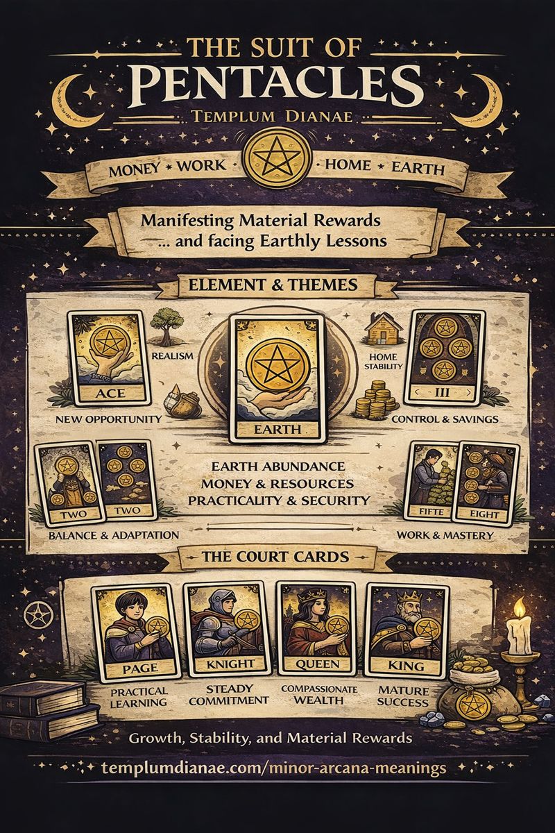 suit of pentacles meaning infographic