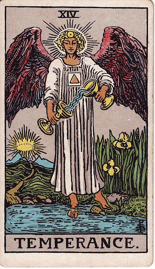 Temperance tarot card from the Rider-Waite-Smith deck