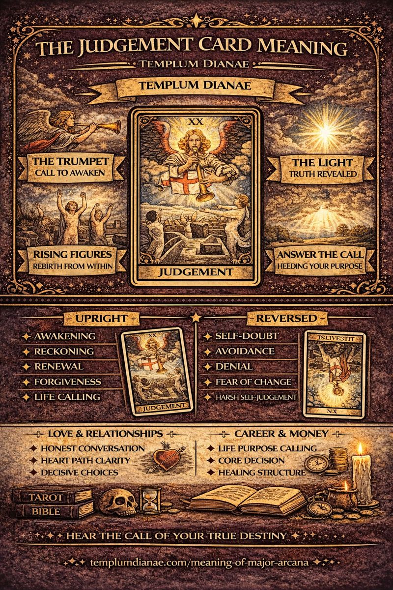 the Judgement card meaning infographic cheat sheet