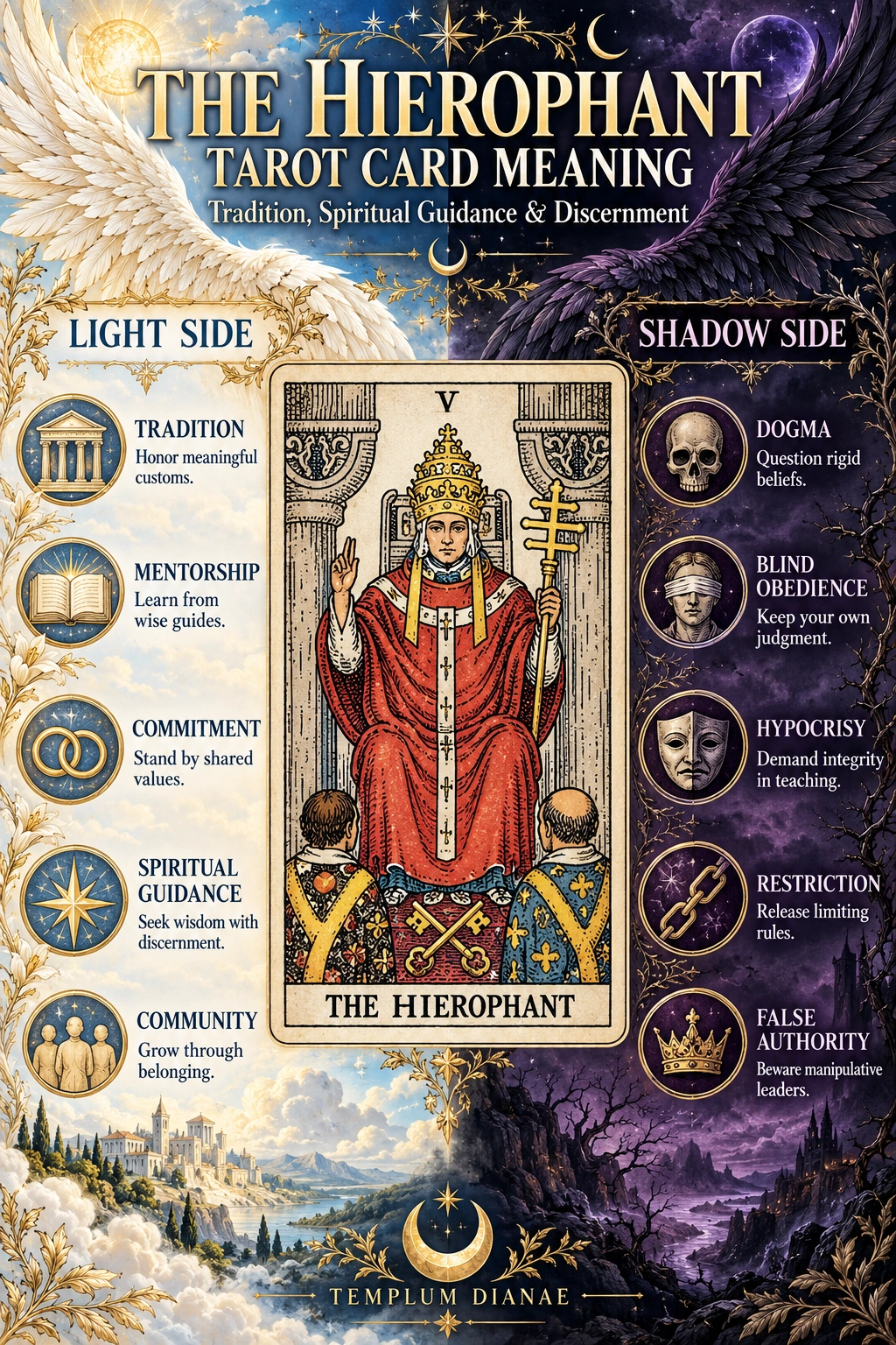 the hierophant tarot card meaning infographic spreadsheet