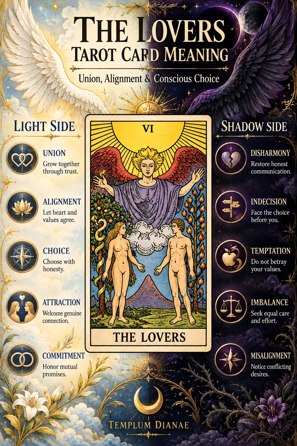 the lovers tarot card meaning infographic spreadsheet