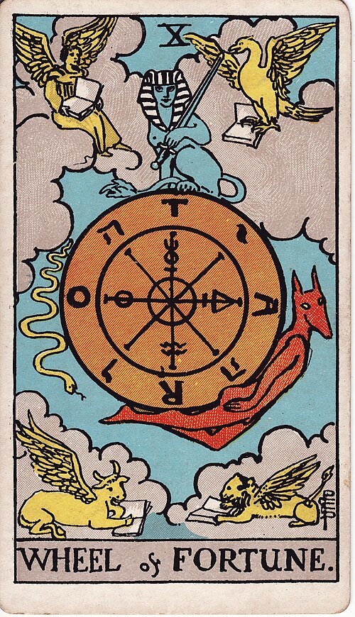 Wheel of Fortune tarot card from the Rider-Waite-Smith deck