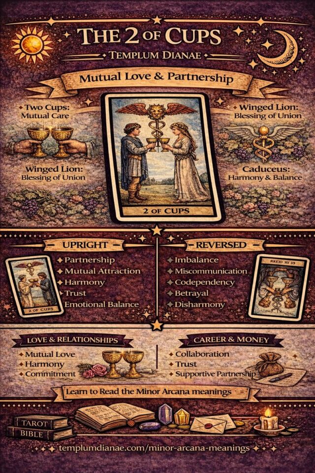 2 of cups card meaning infographic cheat sheet