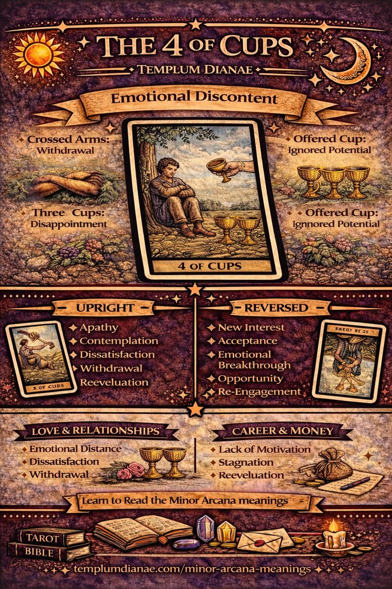 4 of cups card meaning infographic cheat sheet