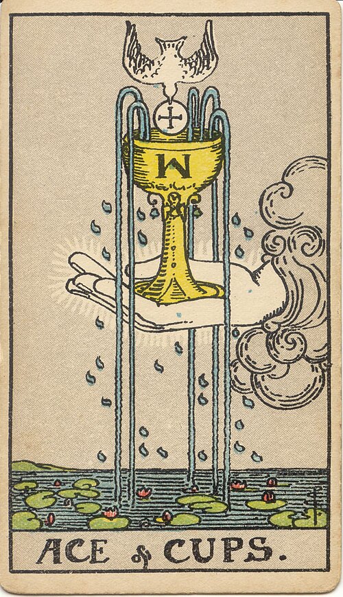 Ace of Cups tarot card from the Rider-Waite-Smith deck