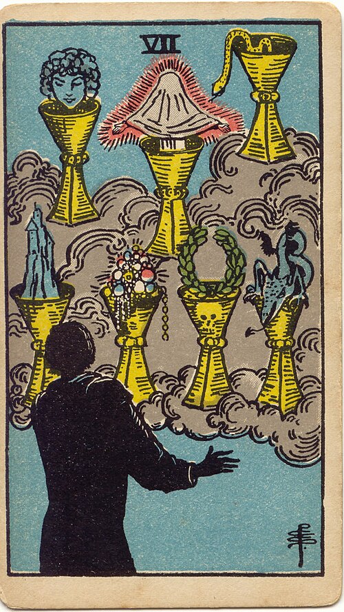 7 of Cups tarot card from the Rider-Waite-Smith deck