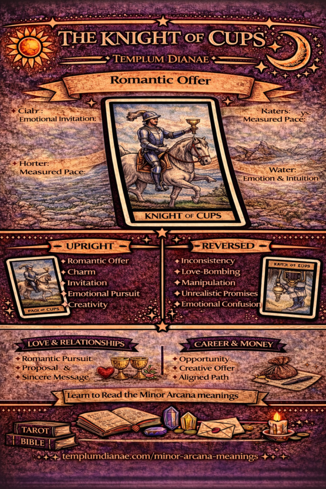knight of cups card meaning infographic cheat sheet