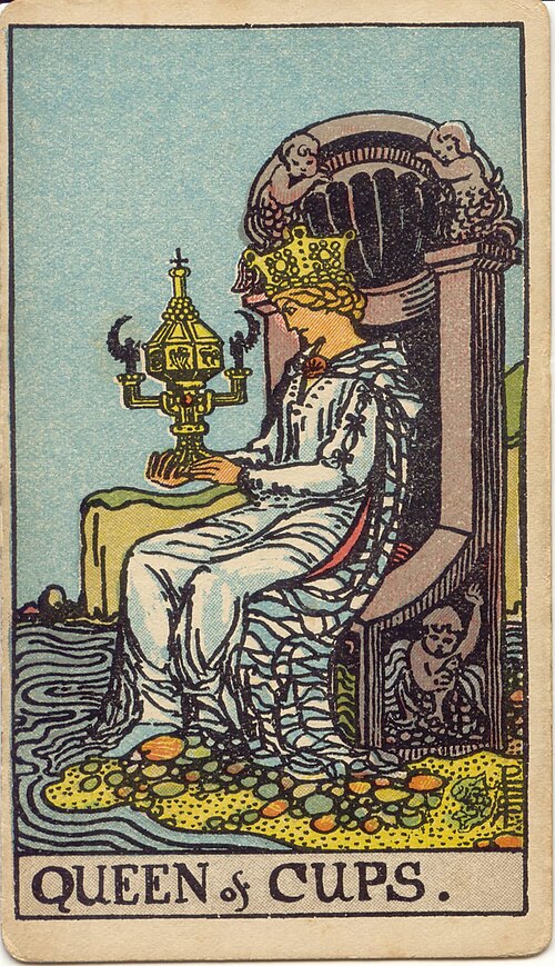 Queen of Cups tarot card from the Rider-Waite-Smith deck