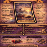 10 of Swords card meaning infographic cheat sheet with keywords and all meanings upright and reversed