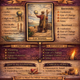 2 of wands card meaning infographic cheat sheet with keywords and all meanings upright and reversed