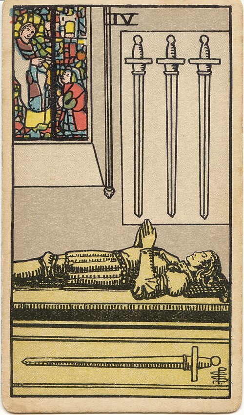 4 of Swords tarot card from the Rider-Waite-Smith deck