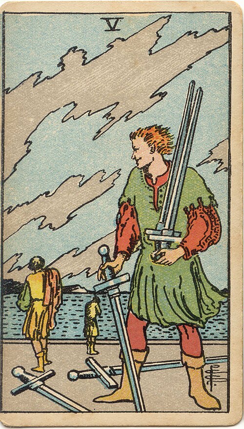 5 of Swords tarot card from the Rider-Waite-Smith deck