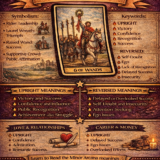 6 of wands card meaning infographic cheat sheet with keywords and all meanings upright and reversed