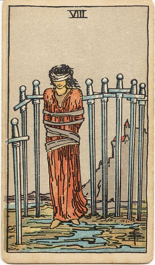 8 of Swords tarot card from the Rider-Waite-Smith deck