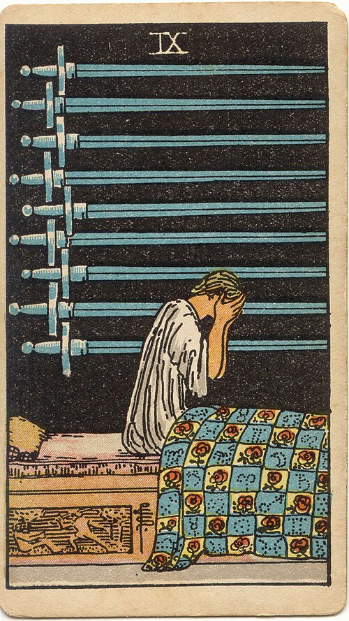 9 of Swords tarot card from the Rider-Waite-Smith deck