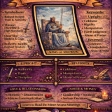 king of Swords card meaning infographic cheat sheet with keywords and all meanings upright and reversed