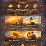 Number 1 meaning in numerology vertical infographic with keywords