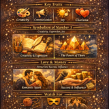 Number 3 meaning in numerology vertical infographic with keywords interpretations