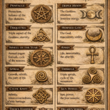 Pagan Symbols and Meanings vertical infographic with keywords