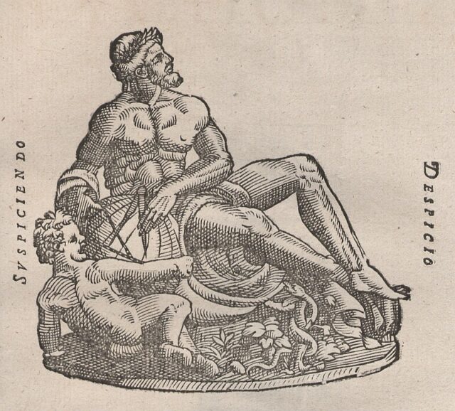 Uranus the primordial sky god, historical woodcut from 1610, illustrating the mythology associated with Uranus in astrology