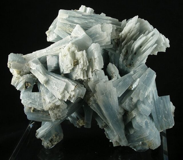 Pale blue anhydrite mineral crystals, the material used for angelite stones