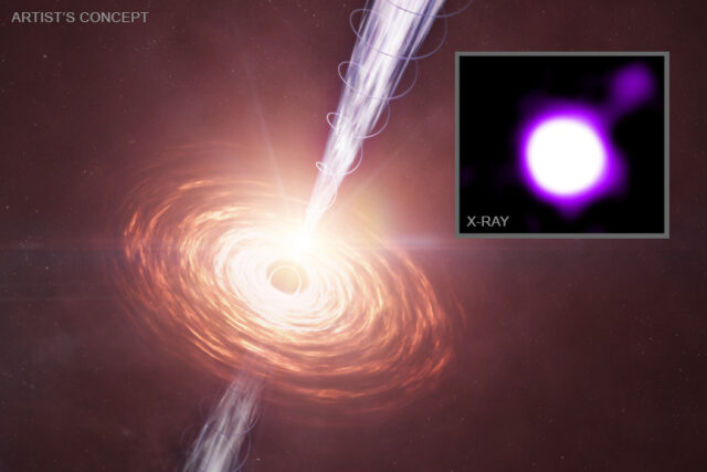 NASA artist's concept of a black hole jet, illustrative and not the possible galactic microblazar