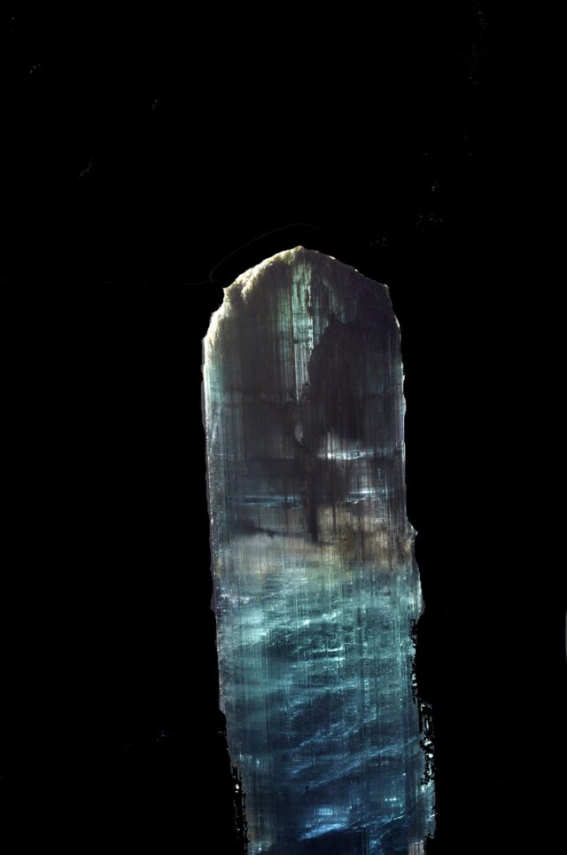 Blue indicolite tourmaline crystal, a natural deep blue tourmaline variety