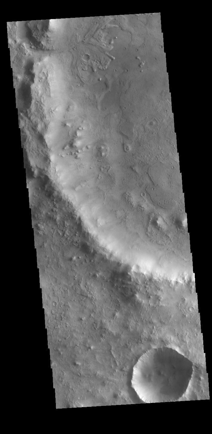 Orbital view of the ancient river delta in Jezero Crater on Mars