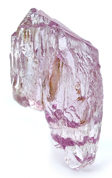 Natural transparent kunzite spodumene gemstone crystal from Minas Gerais, Brazil