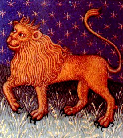 Leo zodiac sign depicted in a fifteenth-century illuminated Book of Hours by the Fastolf Master