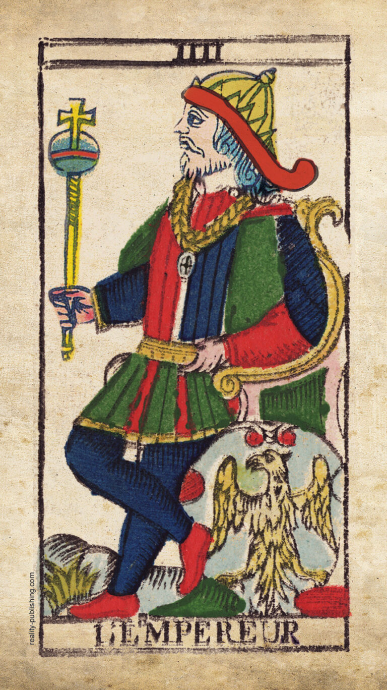 L'Empereur (The Emperor) Tarot de Marseille Major Arcana IV, Nicolas Conver 1760 card illustration