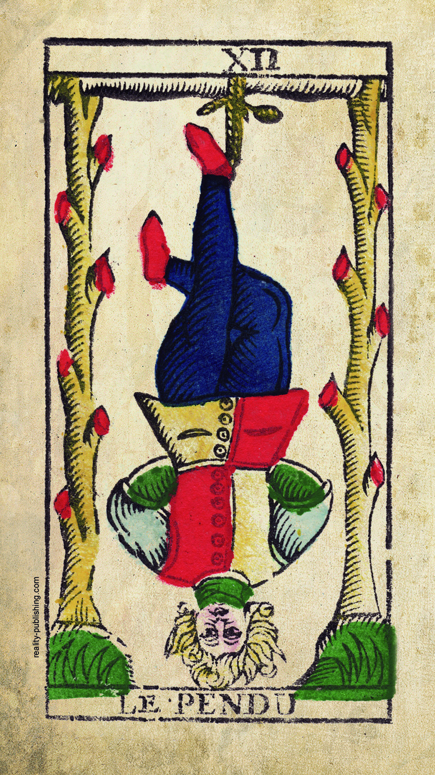 Le Pendu (The Hanged Man) Tarot de Marseille Major Arcana XII, Nicolas Conver 1760 card illustration
