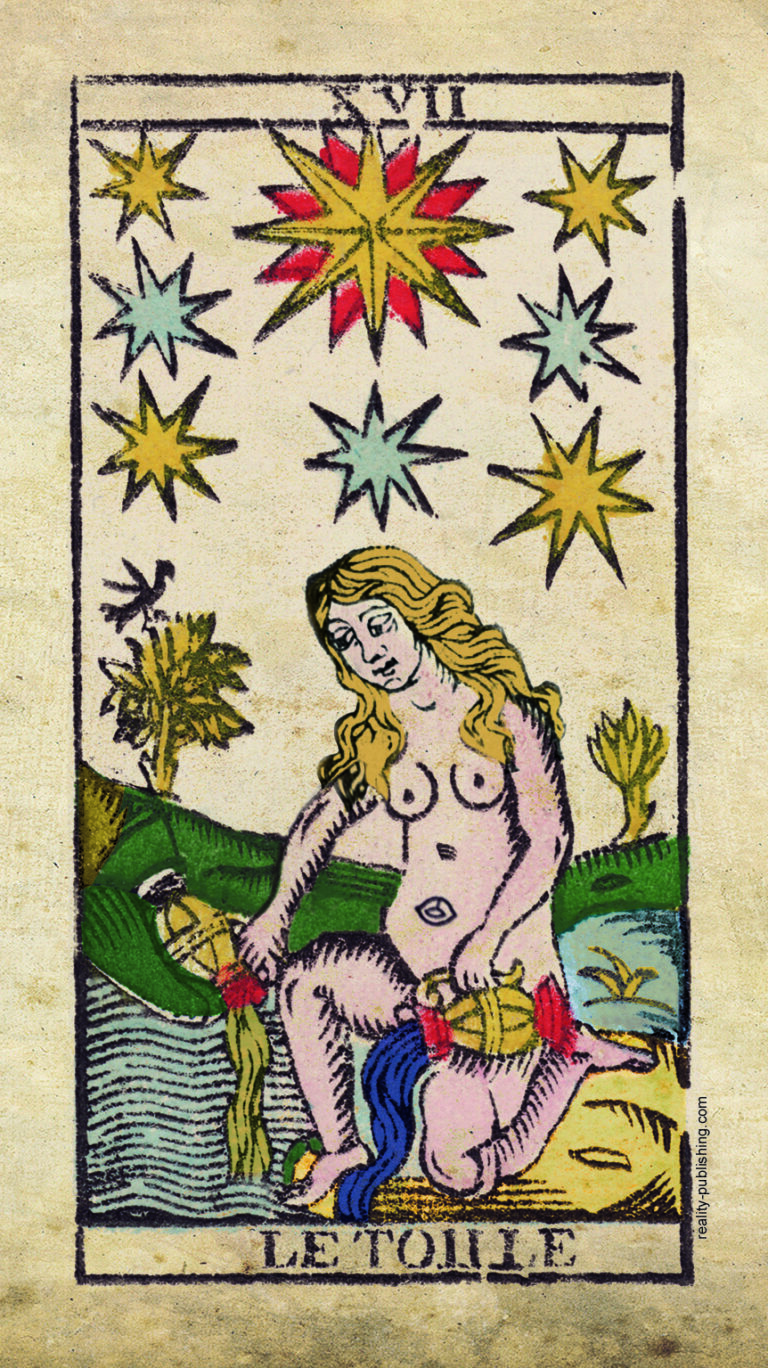 L'รtoile (The Star) Tarot de Marseille Major Arcana XVII, Nicolas Conver 1760 card illustration