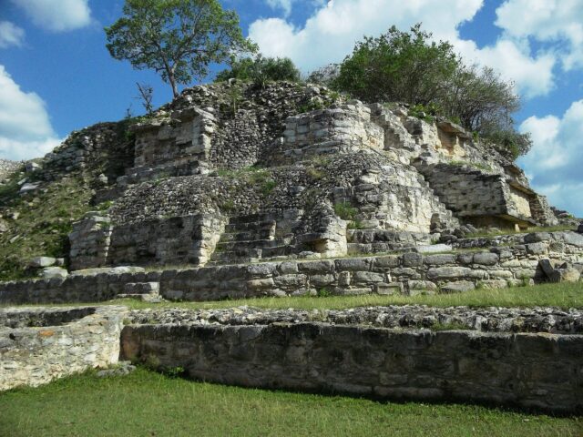 Ancient Maya ruins at Aké in Yucatán, a photograph of the site relevant to the newly studied later occupation