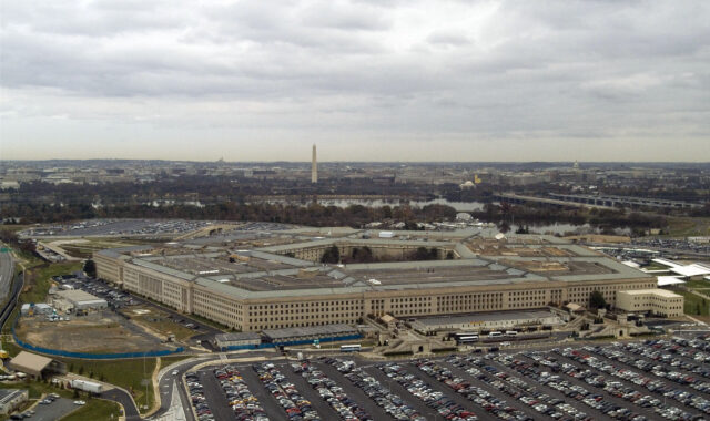 Aerial photograph of the Pentagon headquarters, illustrating a report about newly released UAP documents, not an image of any reported UFO