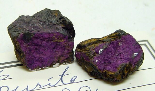 Natural purple purpurite mineral specimen from Southwest Africa