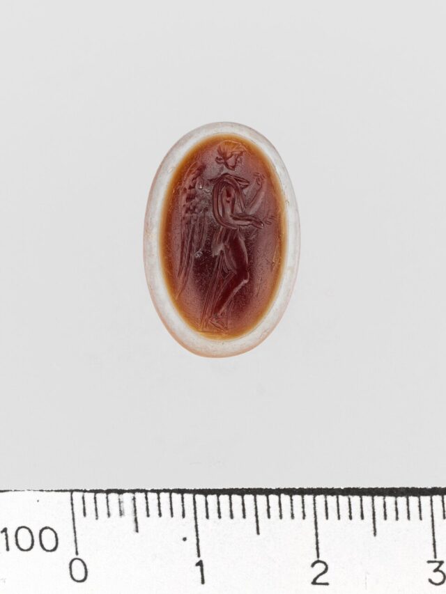 Ancient Roman ring stone carved from genuine layered sardonyx chalcedony