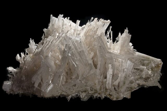 White scolecite mineral crystals with apophyllite from Jalgaon District India