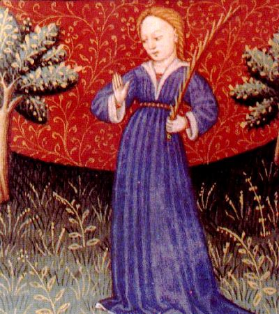Virgo zodiac sign depicted in a fifteenth-century illuminated Book of Hours by the Fastolf Master