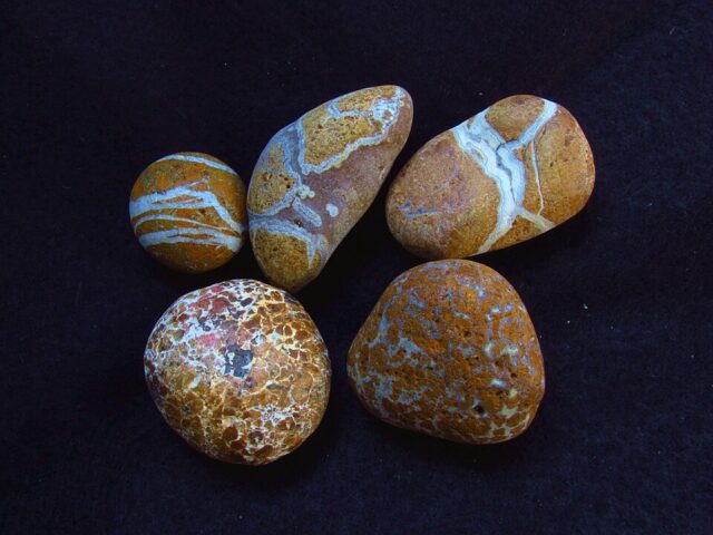 Natural yellow jasper stones from Shichiri-Nagahama coast Aomori Japan
