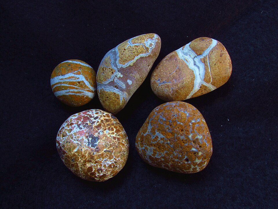 Natural yellow jasper stones from Shichiri-Nagahama coast Aomori Japan